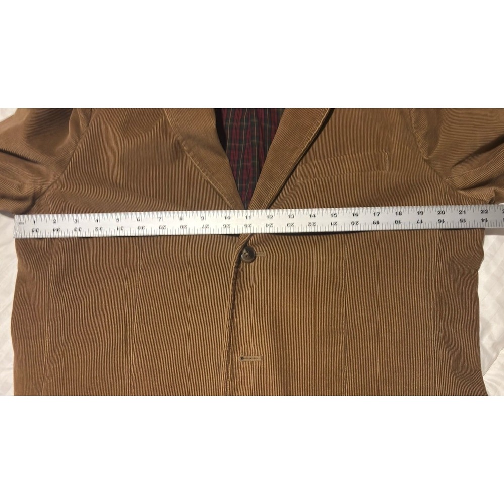 L.L. Bean Men Tan Brown Corduroy Blazer Jacket 40 Tall 3Button Plaid Lined 0J5C8 - Picture 10 of 14